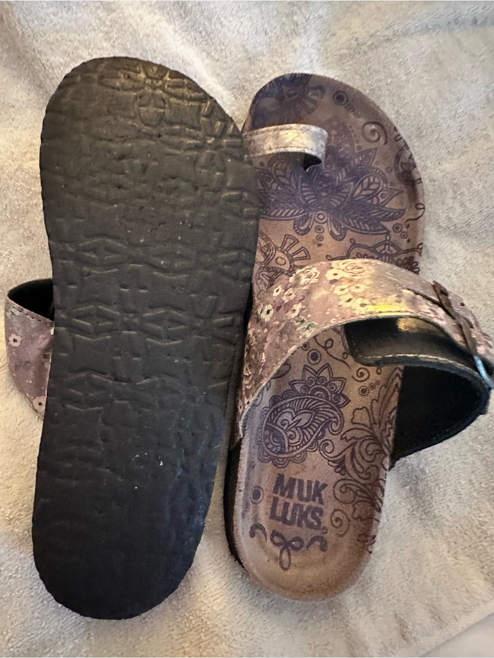 Muk Luks Women's Purple Floral Slide Sandals
